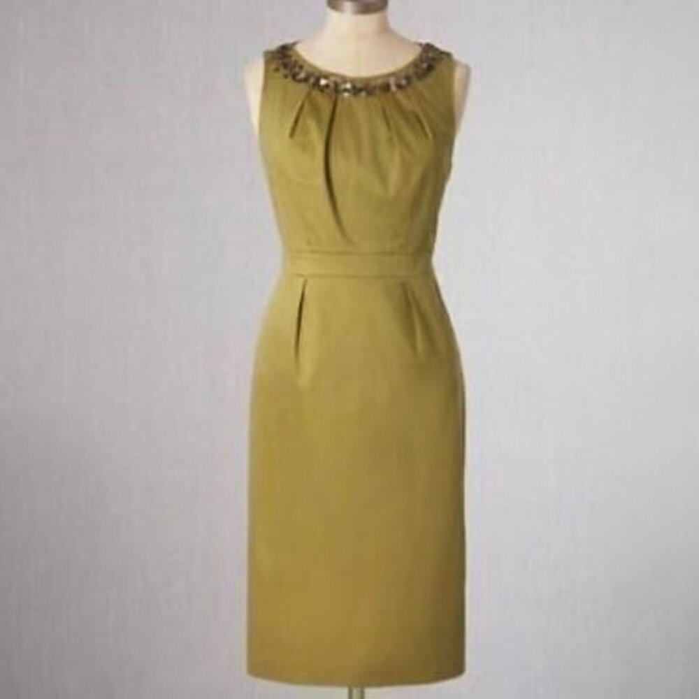 Boden Darcey Sleeveless Sequin Chartreuse Green Sheath Dress - Size US 4 R